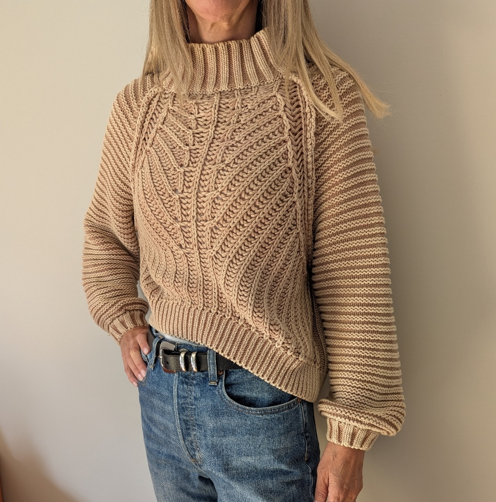Cozy Cable Knit Sweater - Blush Tan